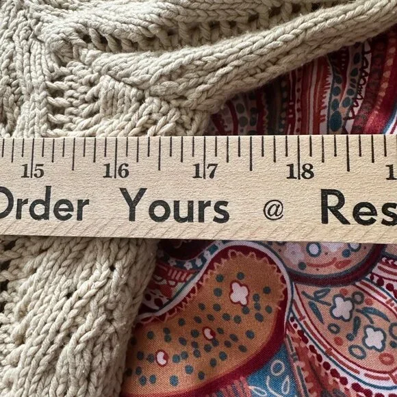 Nautica Beige Cable Knit Cardigan Cotton Blend Womens S Light Academia Preppy - Picture 7 of 8